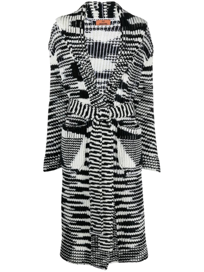 Black and White Zigzag Wool Cardigan