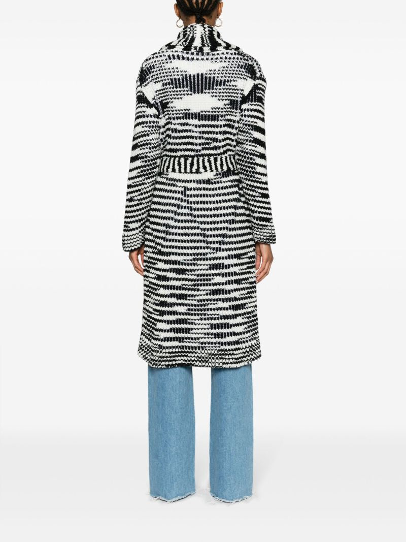 Black and White Zigzag Wool Cardigan