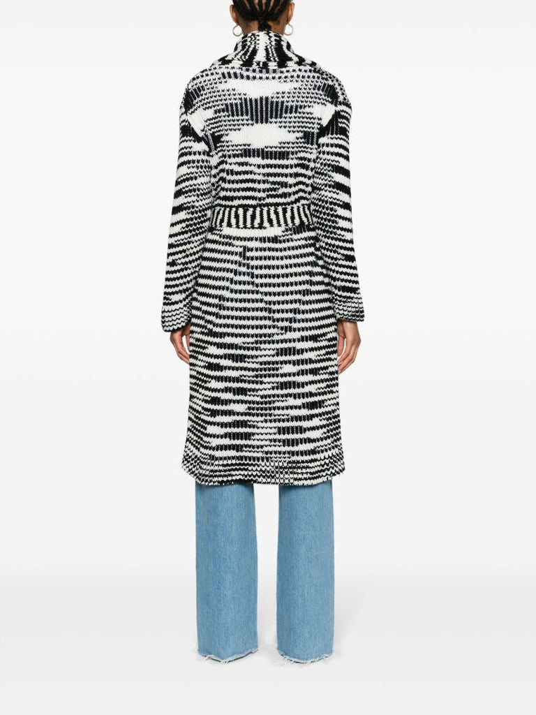 Black and White Zigzag Wool Cardigan