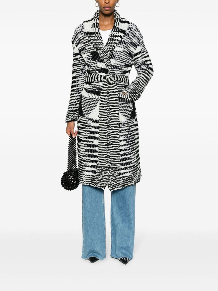 Black and White Zigzag Wool Cardigan