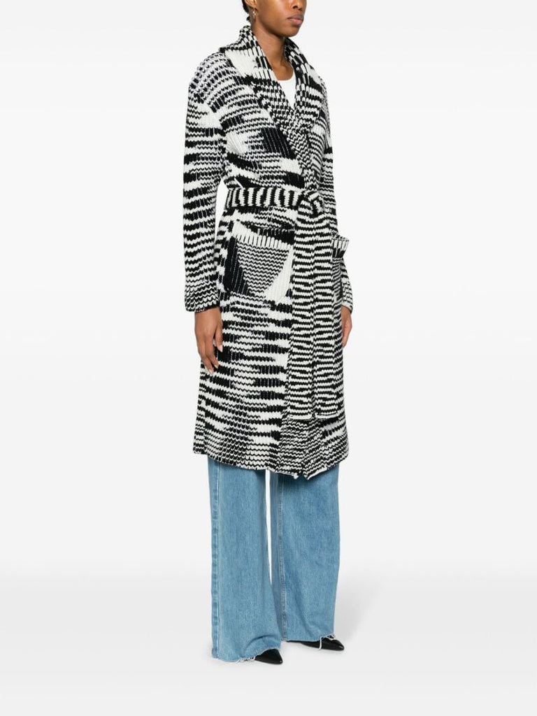 Black and White Zigzag Wool Cardigan