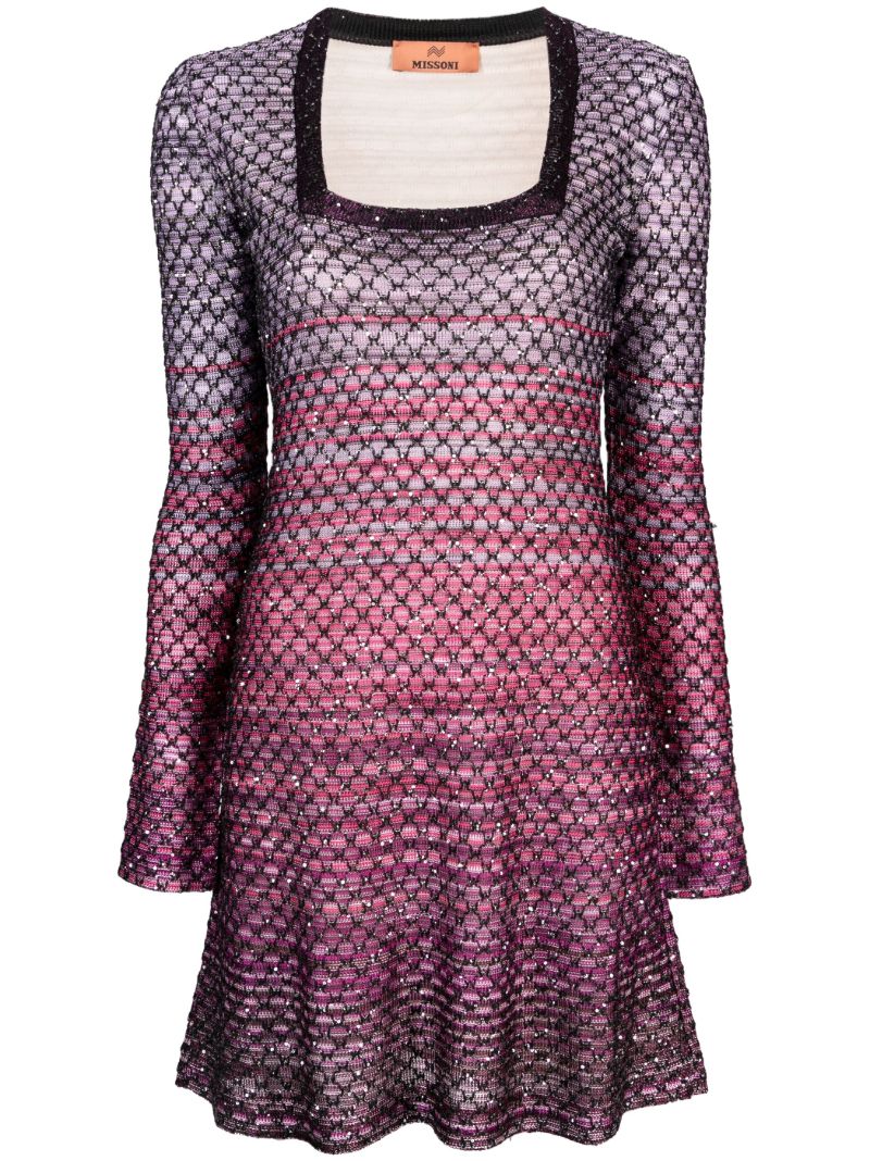 Purple Sequin-embellished Mini Dress