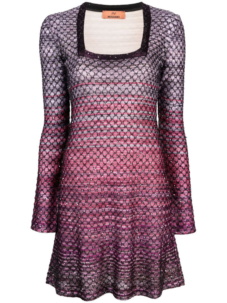 Purple Sequin-embellished Mini Dress