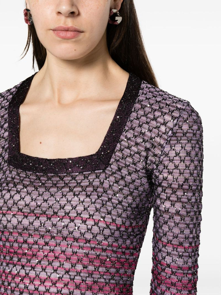 Purple Sequin-embellished Mini Dress