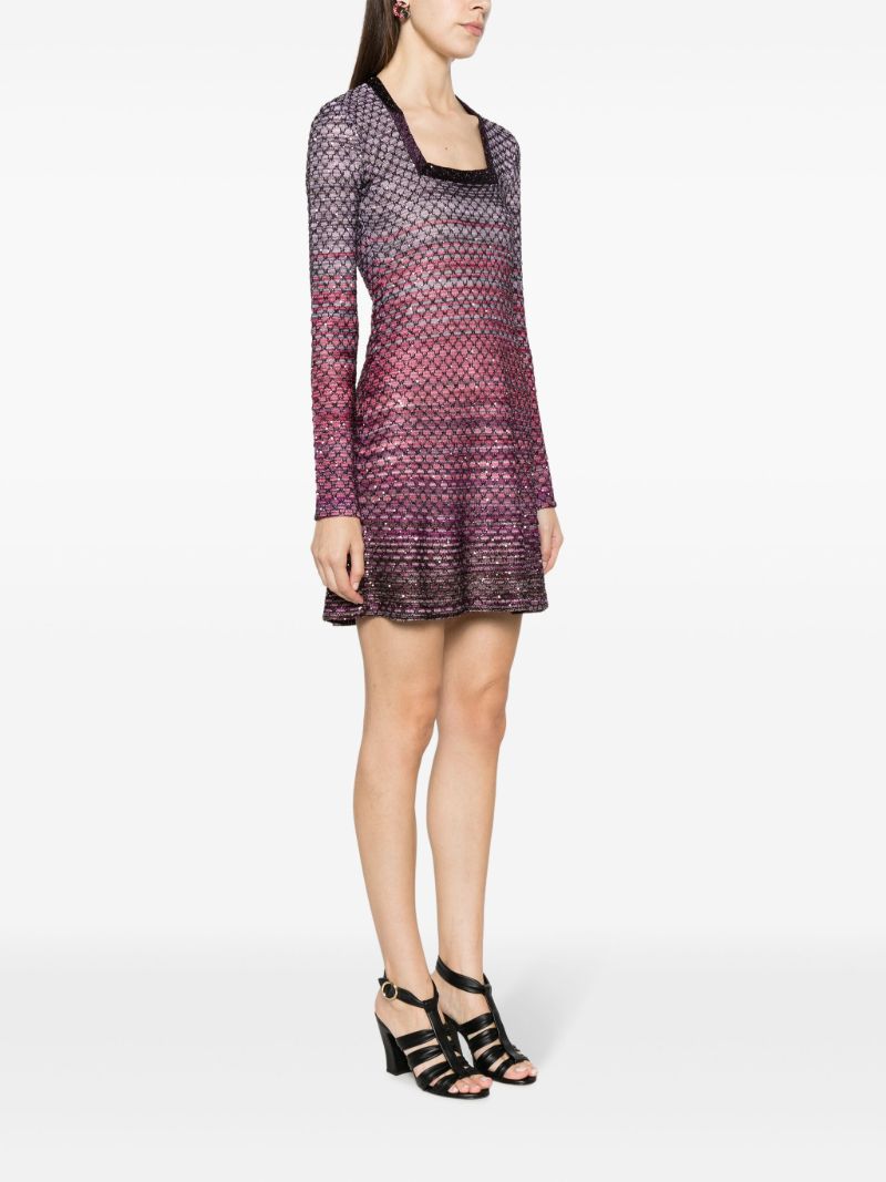 Purple Sequin-embellished Mini Dress