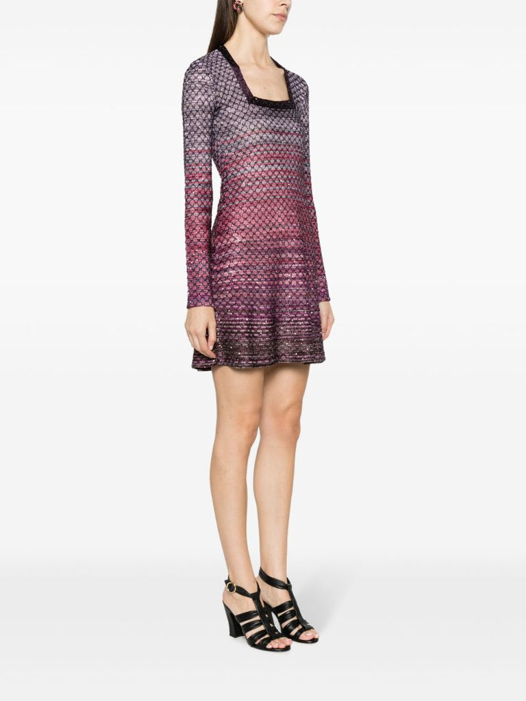 Purple Sequin-embellished Mini Dress