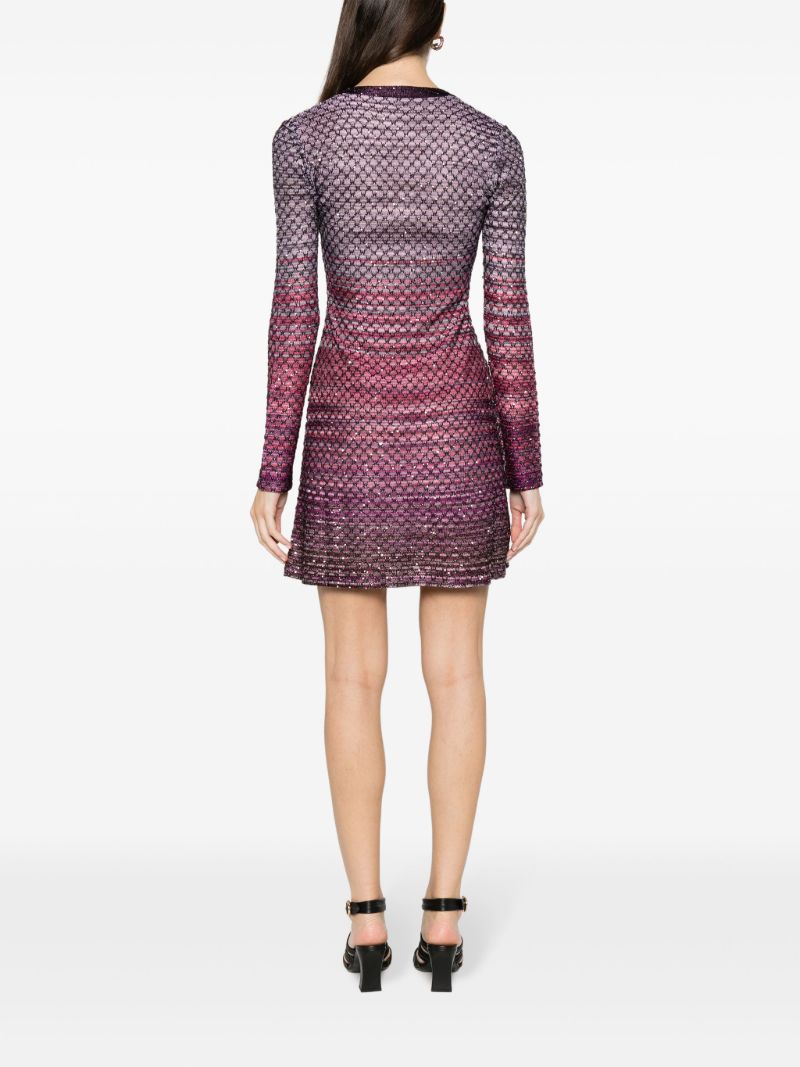 Purple Sequin-embellished Mini Dress