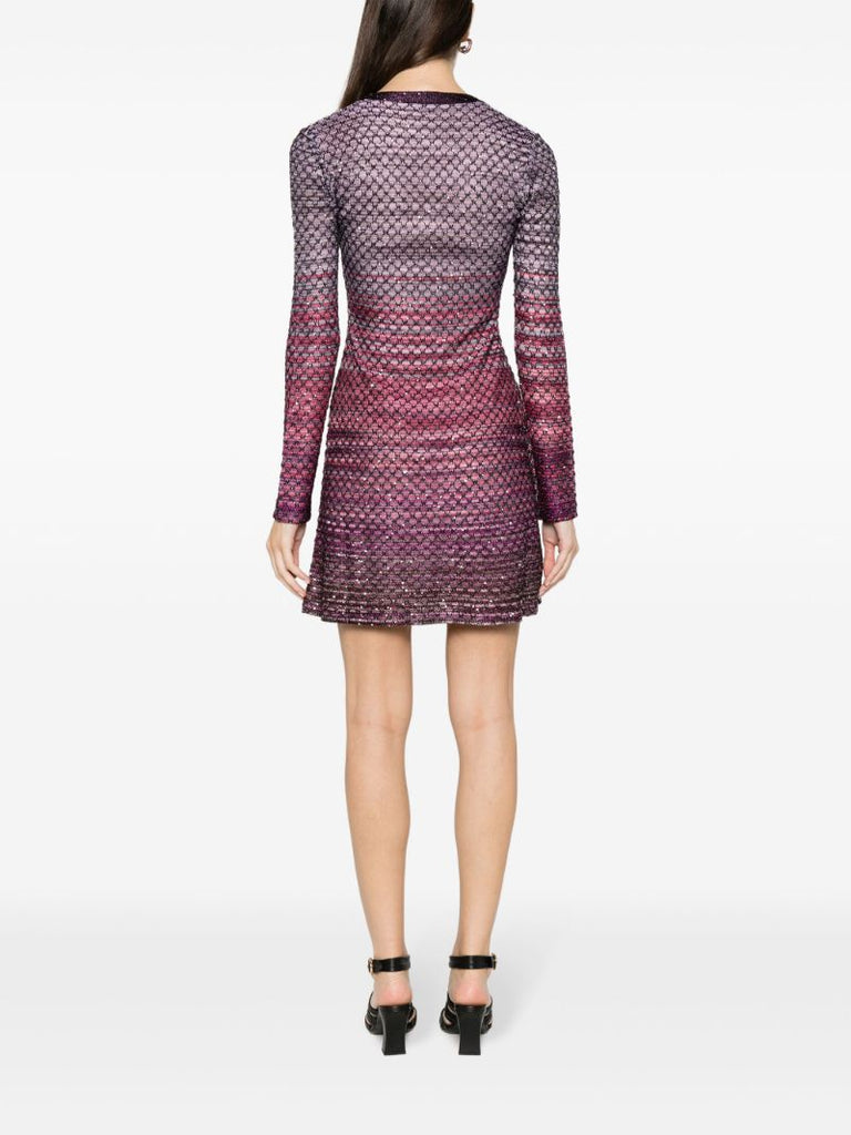 Purple Sequin-embellished Mini Dress