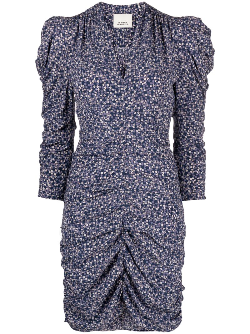 Blue Celina Floral-print Silk Dress