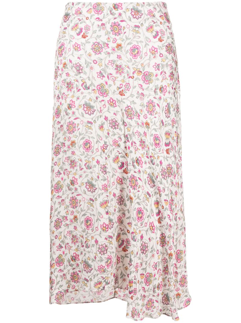 White Floral Print Skirt