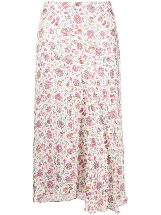 White Floral Print Skirt