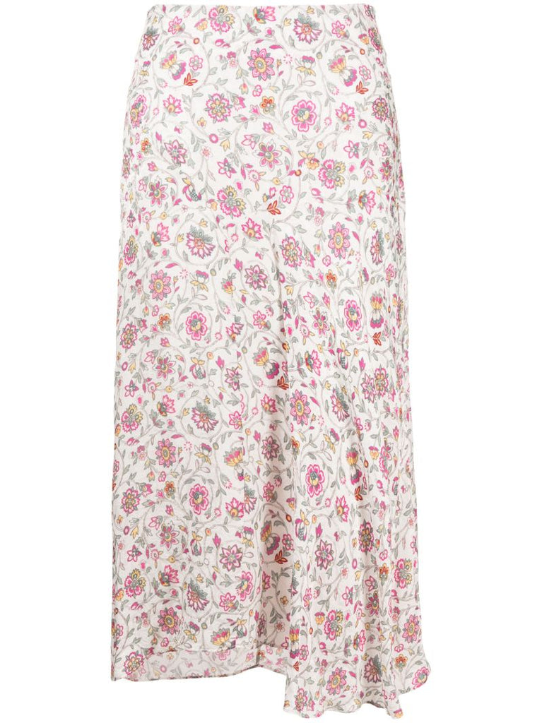 White Floral Print Skirt