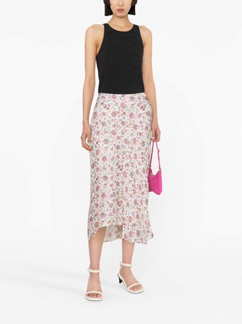 White Floral Print Skirt