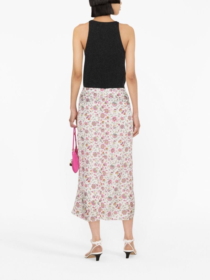 White Floral Print Skirt