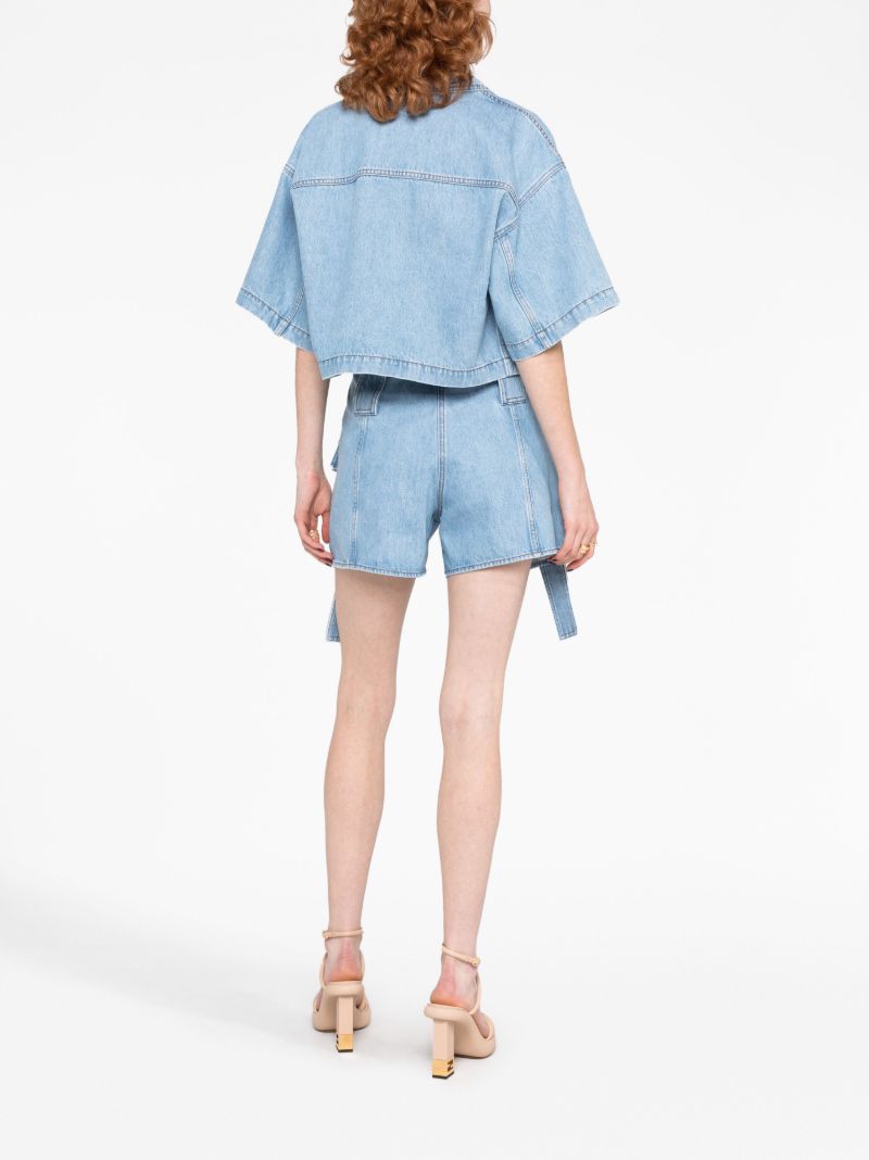 Blue Ff Plaque Denim Shorts