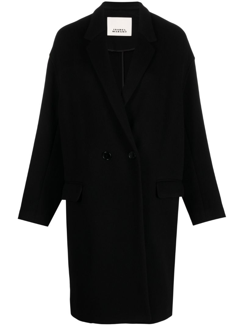 Black Double-breasted Wool Coat