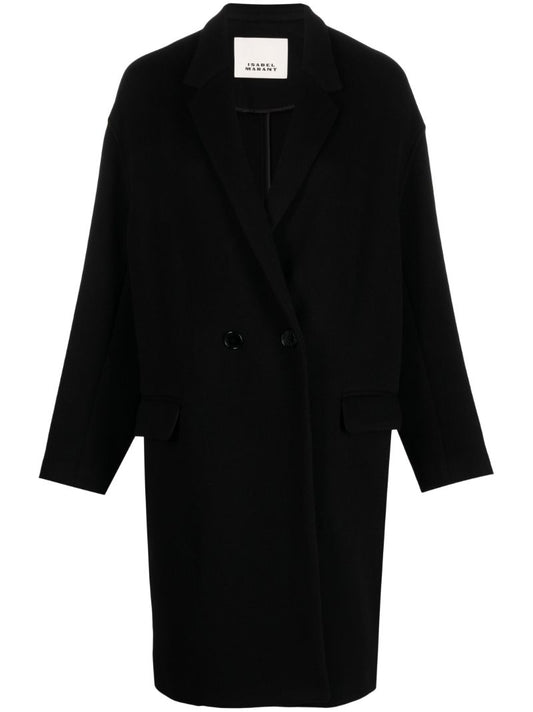 Black Double-breasted Wool Coat