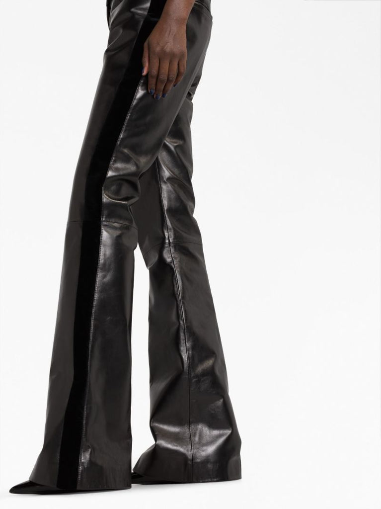 Black Flared Leather Trousers