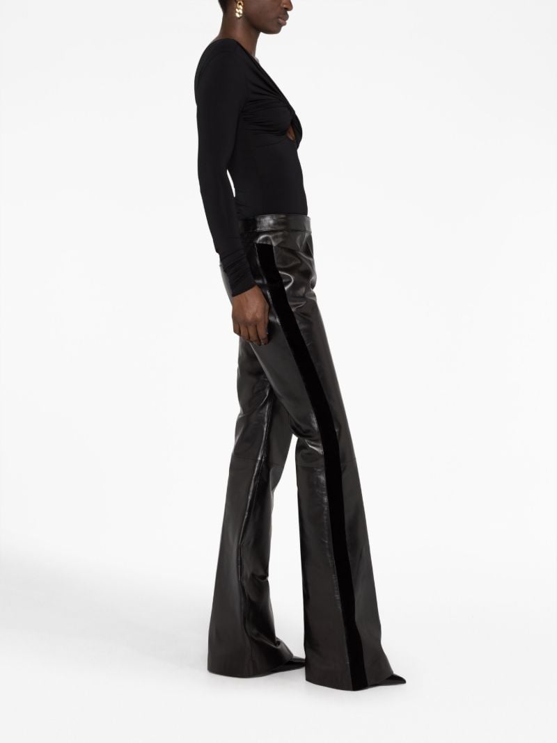Black Flared Leather Trousers