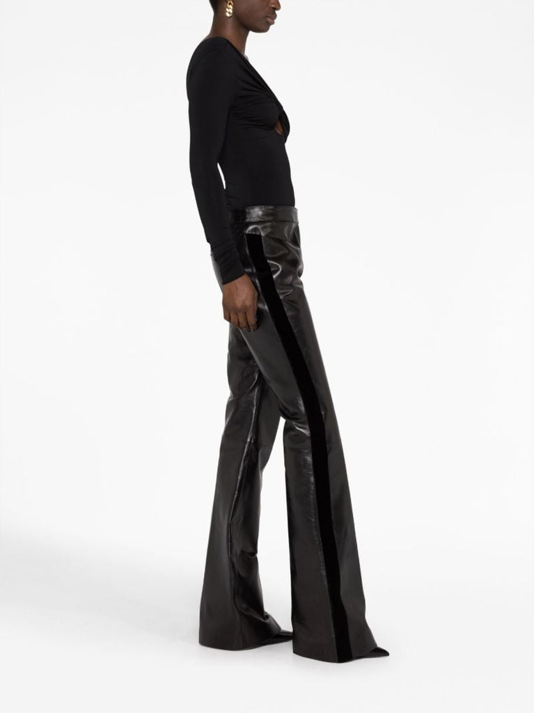 Black Flared Leather Trousers