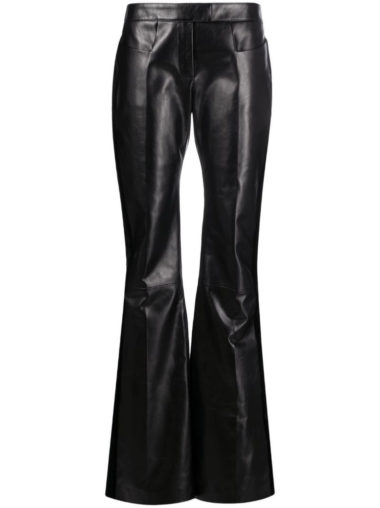 Black Flared Leather Trousers