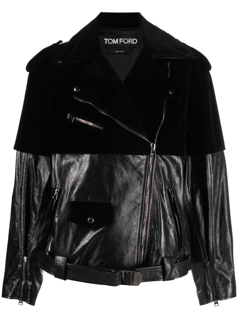 Black Panelled Biker Jacket