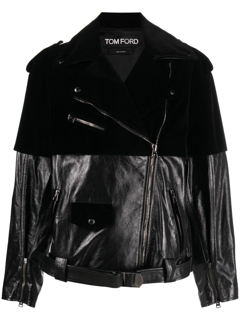 Black Panelled Biker Jacket