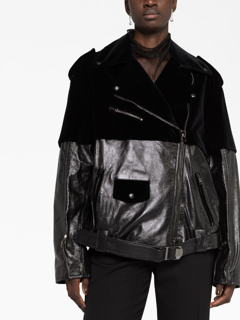 Black Panelled Biker Jacket