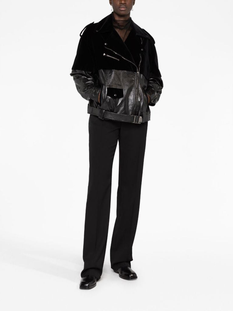 Black Panelled Biker Jacket