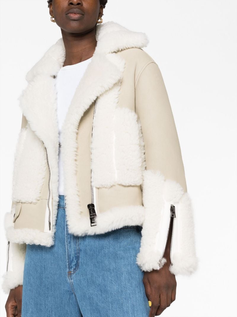 Beige Shearling Trim Jacket