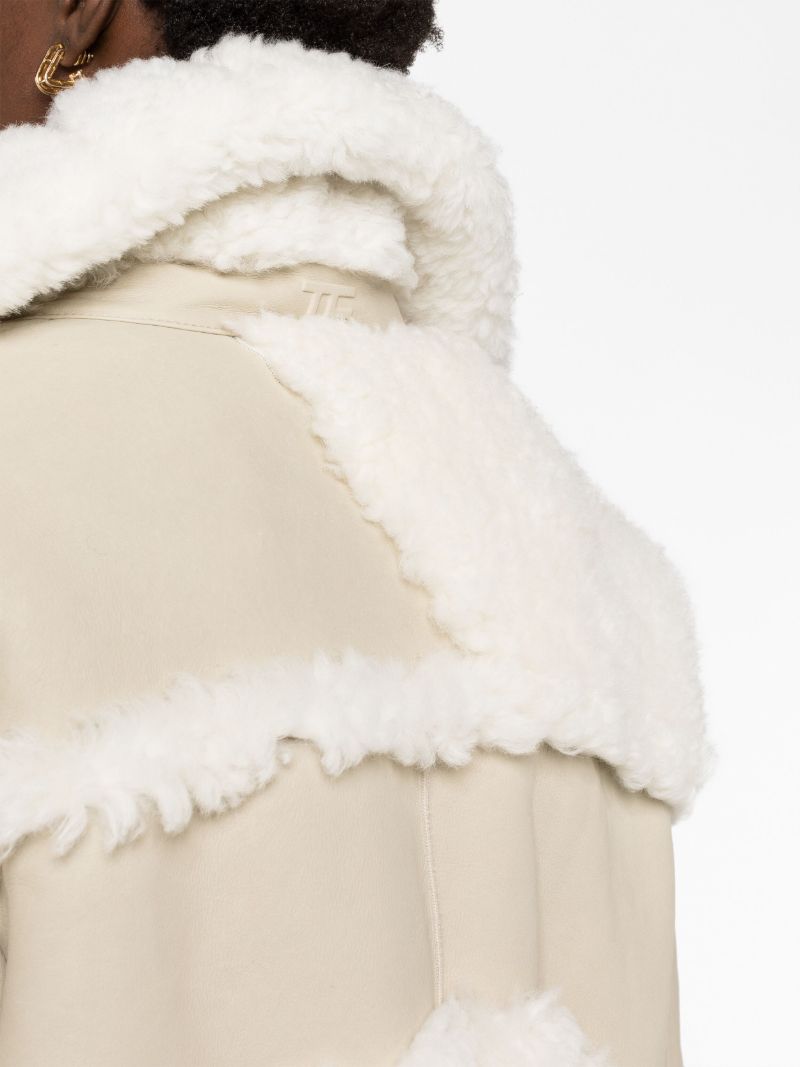 Beige Shearling Trim Jacket