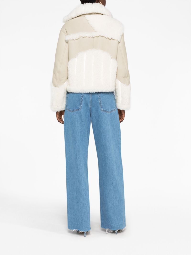 Beige Shearling Trim Jacket