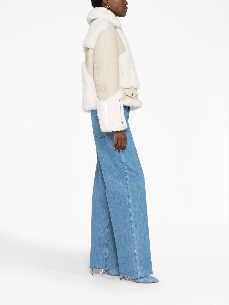 Beige Shearling Trim Jacket