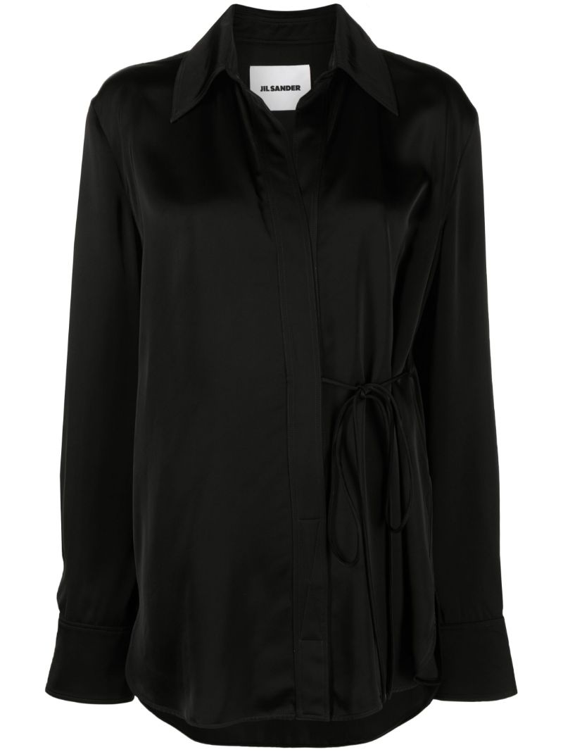 Black Tied Wrap Shirt