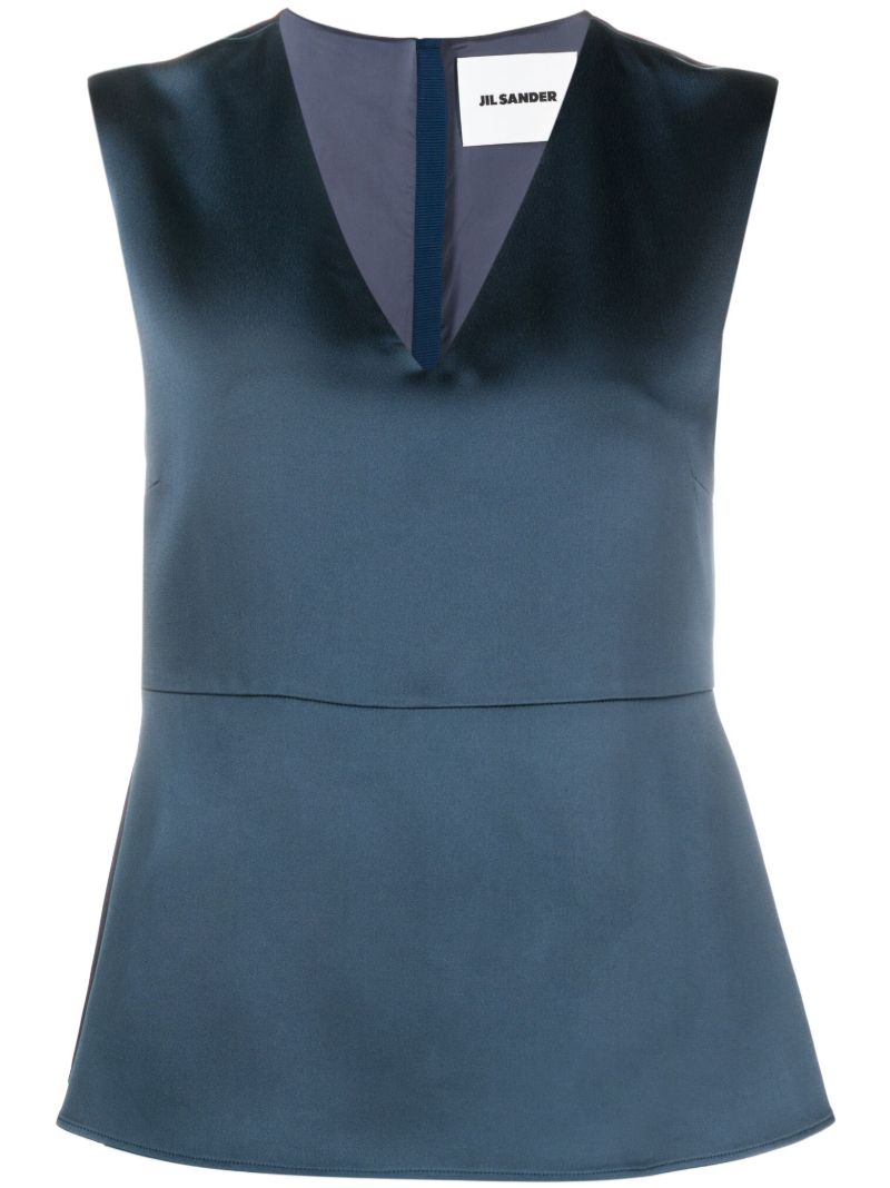 Blue V-neck Sleeveless Top