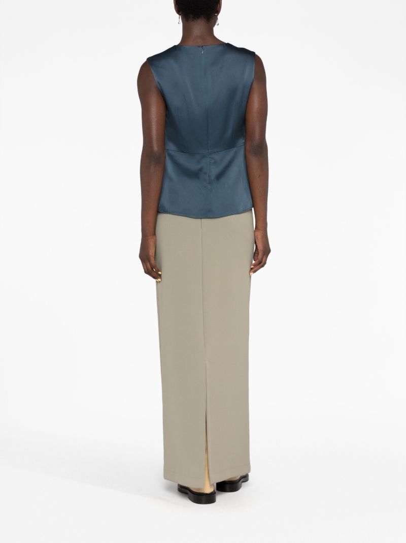 Blue V-neck Sleeveless Top