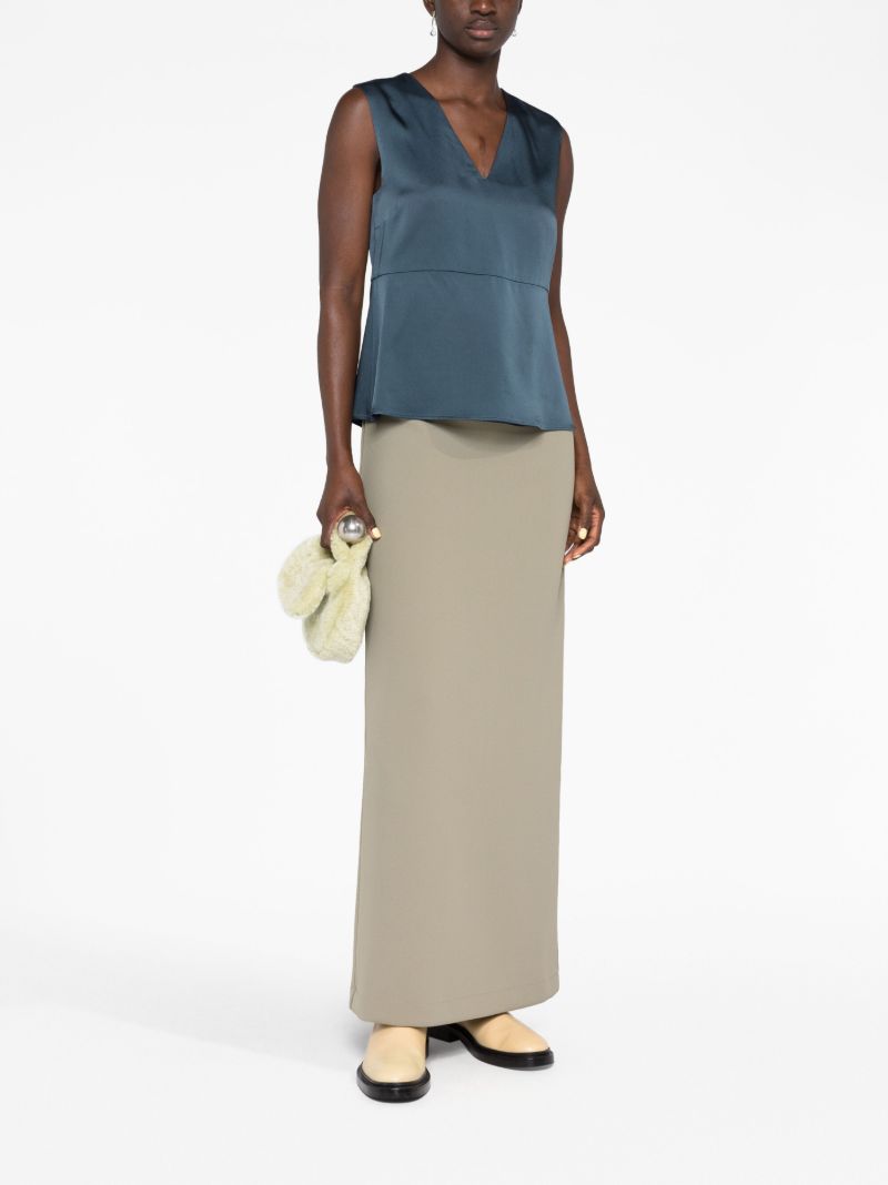 Blue V-neck Sleeveless Top