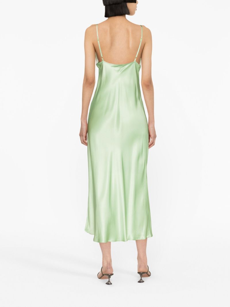 Green Boheme Feather Trim Slip Dress