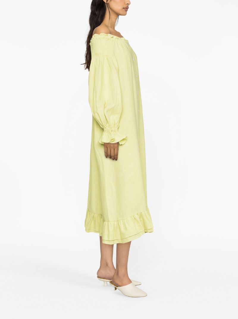 Green Romantica Linen Midi Dress