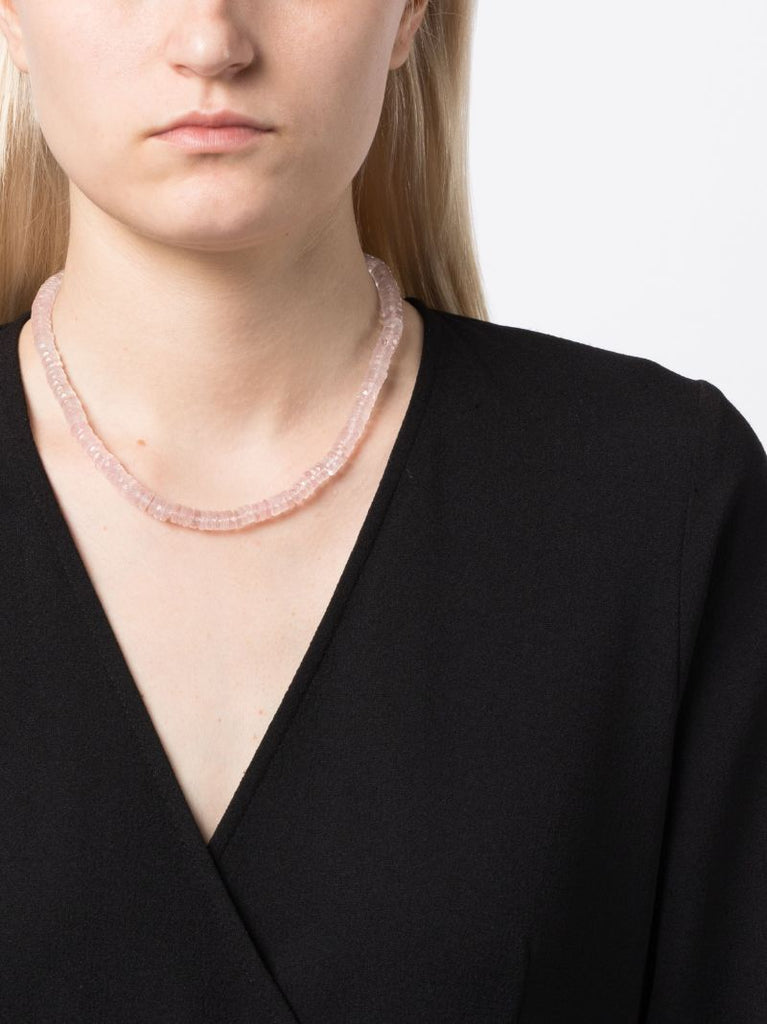 14k Yellow Gold Atlas Rose Quartz Bead Necklace