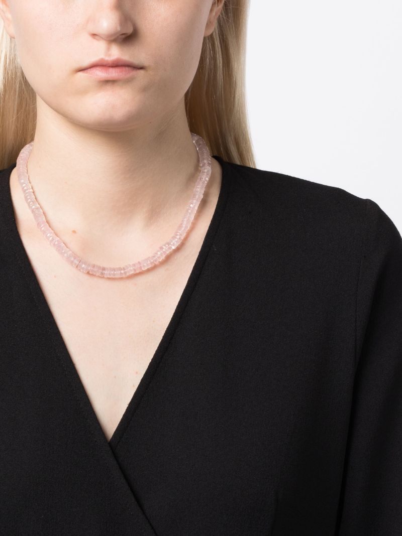 14k Yellow Gold Atlas Rose Quartz Bead Necklace