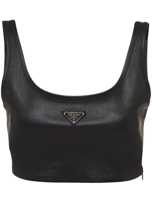 Black Leather Crop Top