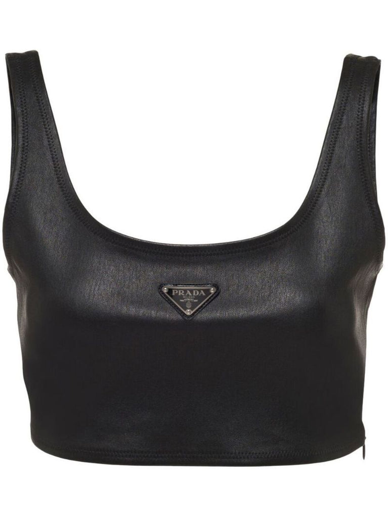 Black Leather Crop Top