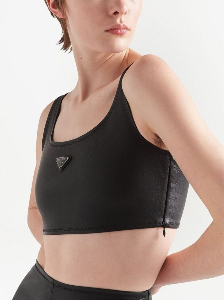 Black Leather Crop Top