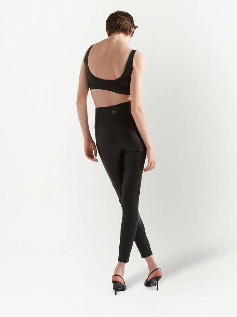 Black Leather Crop Top
