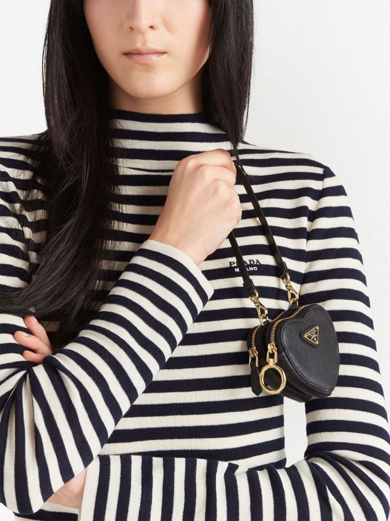 Black Mini Saffiano Leather Pouch