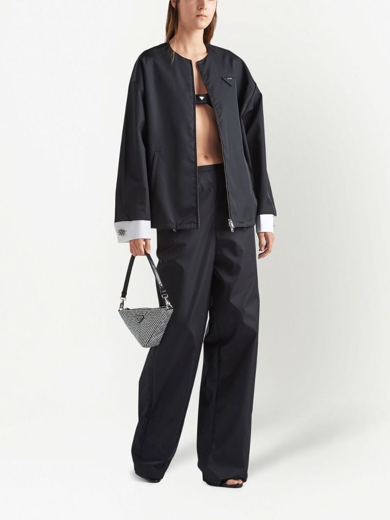 Black Re-nylon Wide-leg Trousers