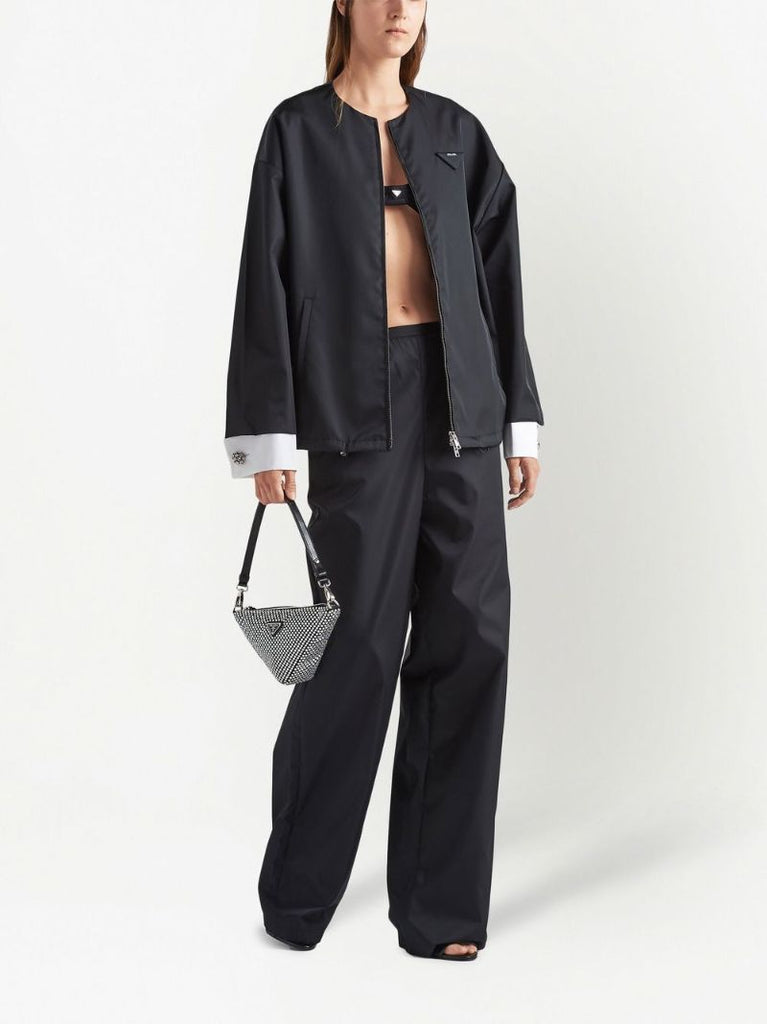 Black Re-nylon Wide-leg Trousers