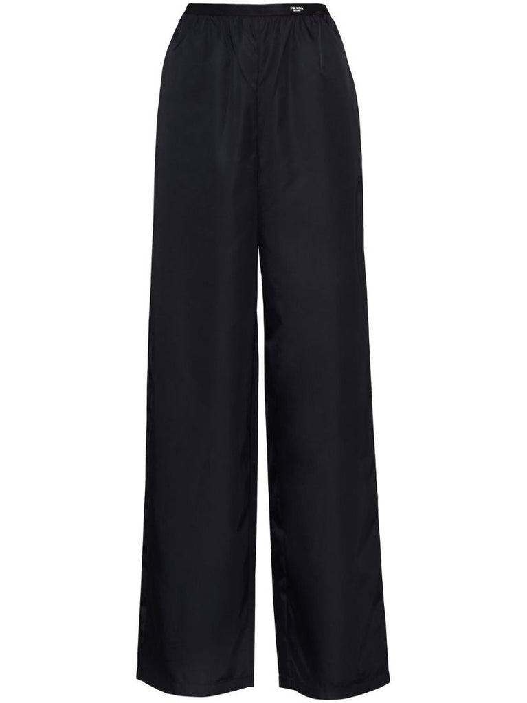 Black Re-nylon Wide-leg Trousers