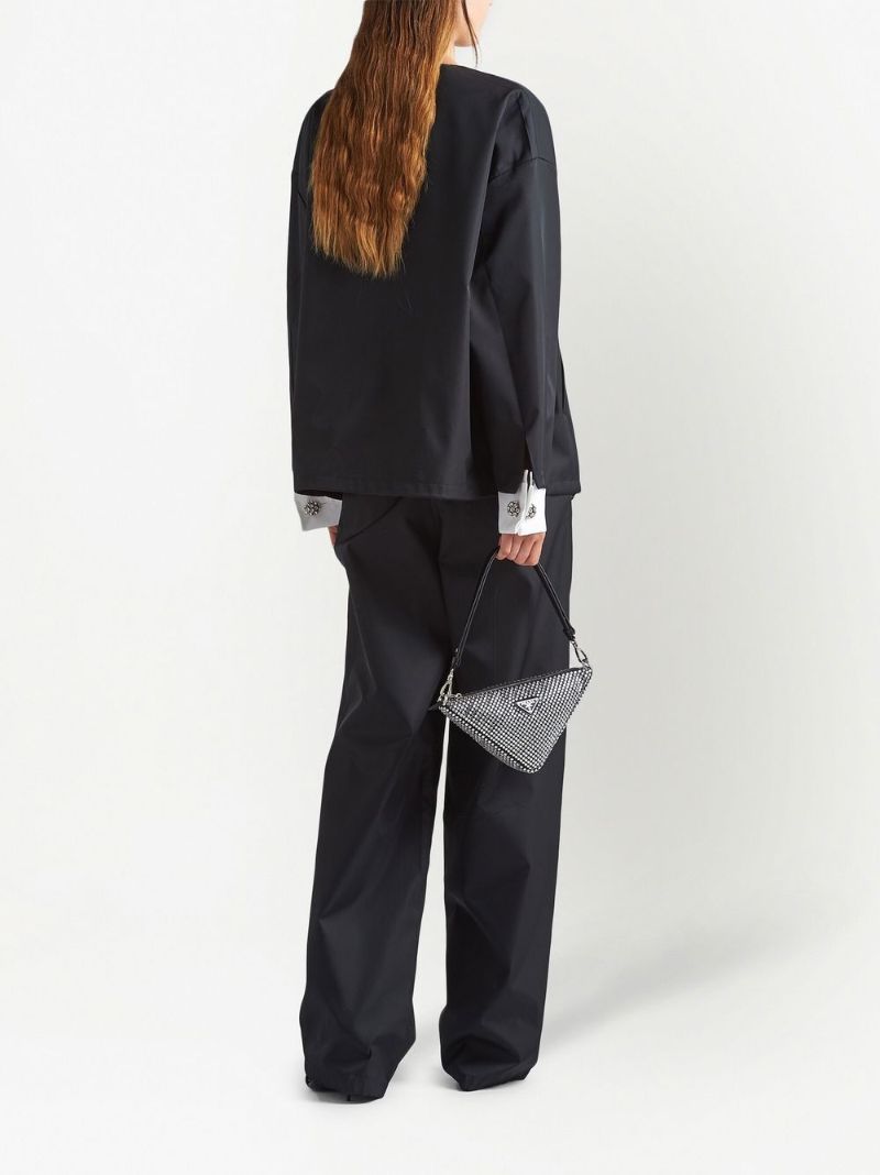 Black Re-nylon Wide-leg Trousers